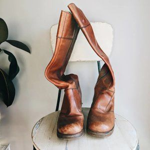 Brazilian Vintage Leather Knee High Platform Boots 10